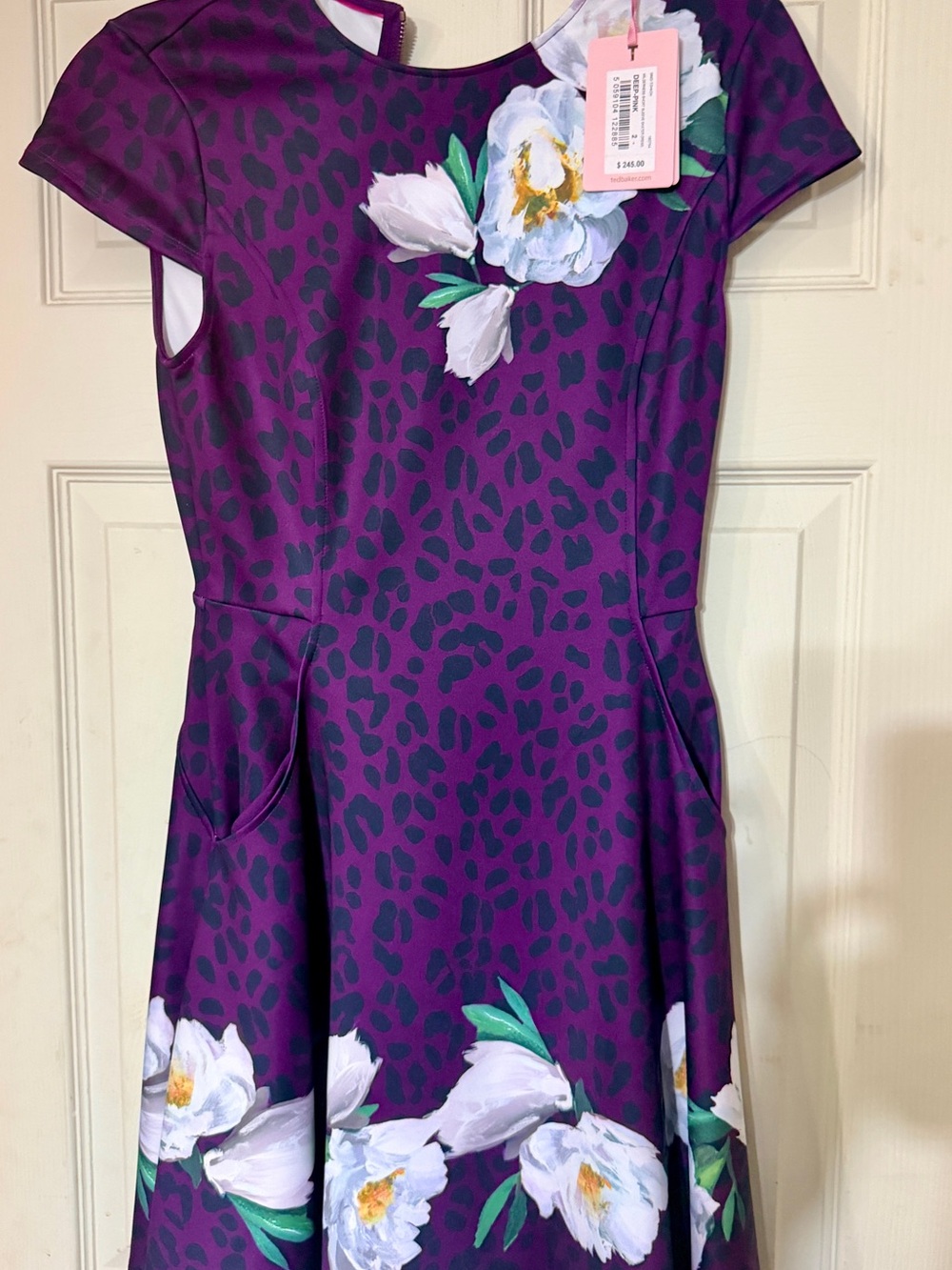 Ted Baker Purple Floral-Print Fit & Flare Dress